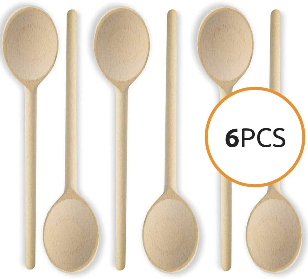 Mr. Woodware - Wooden Cooking Spoons Bulk 12 Inch – Set of 6