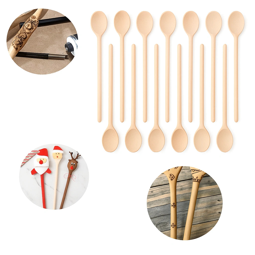 Mr. Woodware - Wooden Kitchen Spoons 12 Inch – Set of 12