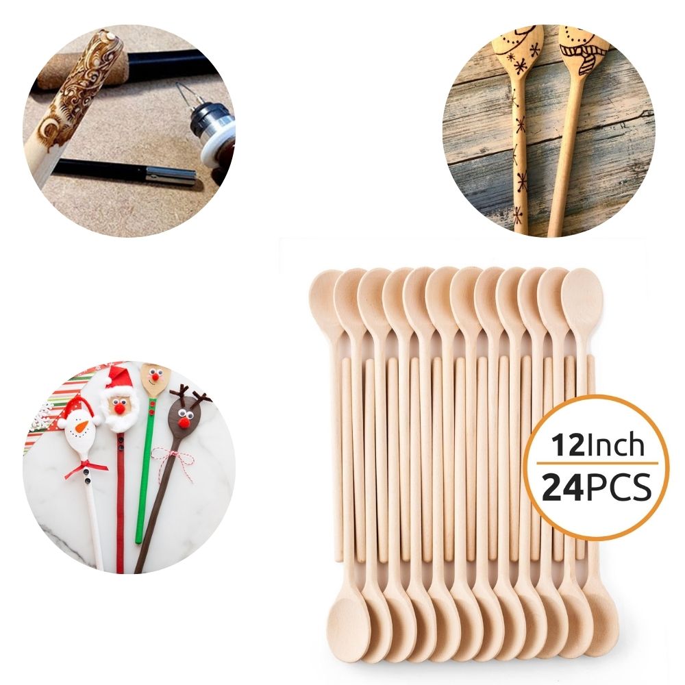 Mr. Woodware - Craft Wooden Spoons Bulk – 12 Inch – Set of 24