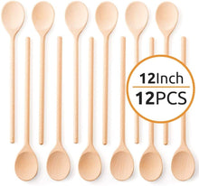 Load image into Gallery viewer, Mr. Woodware - Wooden Kitchen Spoons 12 Inch – Set of 12
