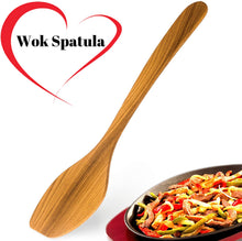 Load image into Gallery viewer, Mr. Woodware -  2x Professional Wok Spatula -Turner, Saute Paddle, Thai Wok, 14.6″ Long Handled Stir Fry Cherry Wood

