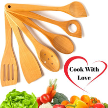 Load image into Gallery viewer, Mr. Woodware - 6 Natural Wooden Cooking Utensils 12″ Inch - Healthy Kitchen Utensil Set
