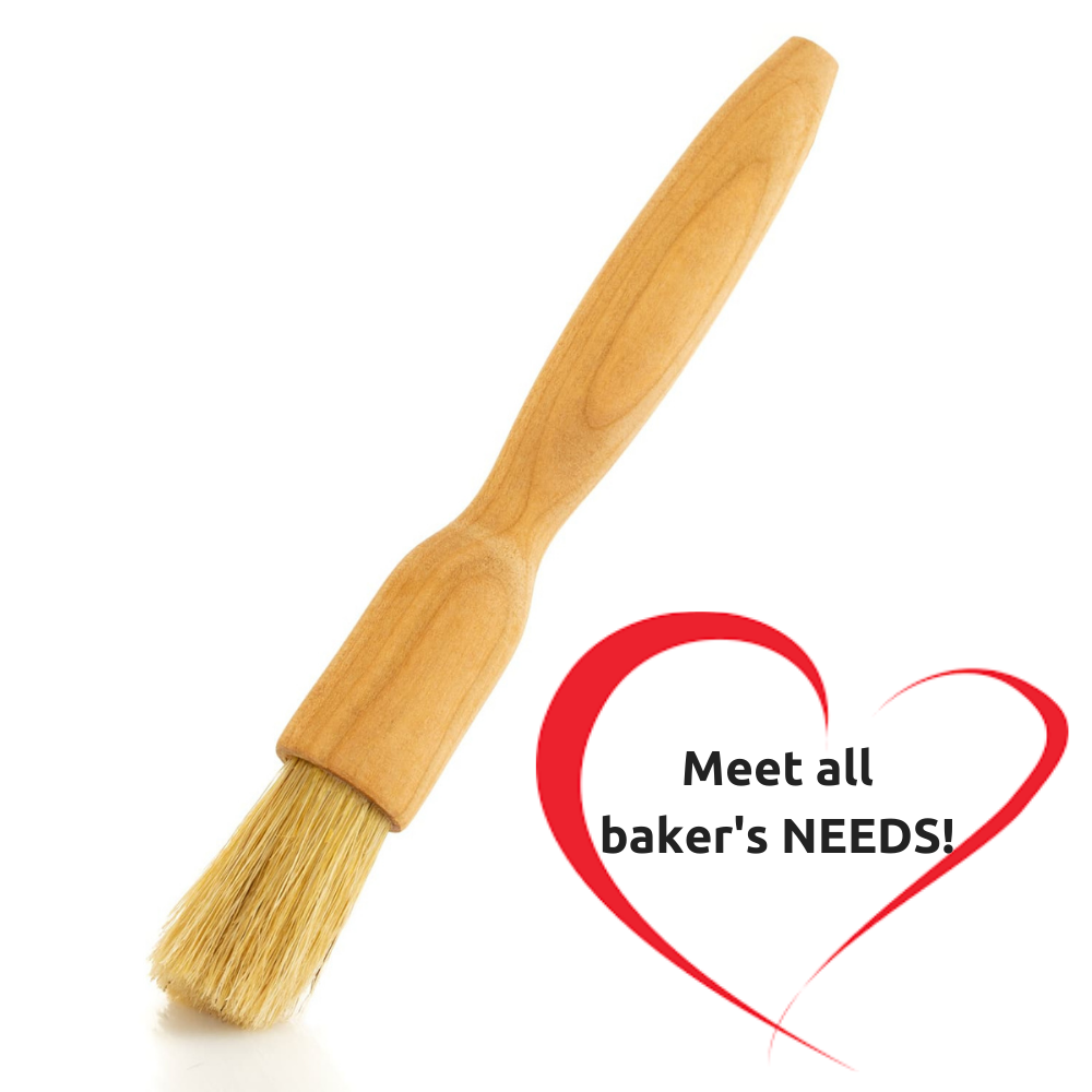 Mr. Woodware - Professional Wooden Natural Bristles Pastry/Basting Round Brush with Finest Beechwood Wood Handle